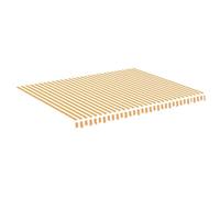 vidaXL Tissu de Remplacement pour Auvent Toile d'Auvent Tissu de Rechange pour Store Banne de Jardin Patio Terrasse Extérieur Jaune et Blanc 4,5x3,5 m