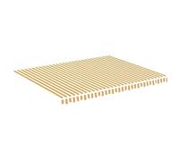 vidaXL Tissu de Remplacement pour Auvent Toile d'Auvent Tissu de Rechange pour Store Banne de Jardin Patio Terrasse Extérieur Jaune et Blanc 4,5x3,5 m