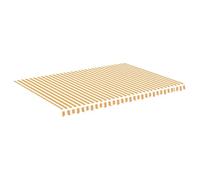 vidaXL Tissu de Remplacement pour Auvent Toile d'Auvent Tissu de Rechange pour Store Banne de Jardin Patio Terrasse Extérieur Jaune et Blanc 5x3,5 m