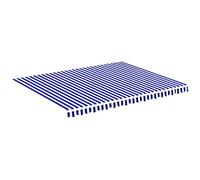 vidaXL Tissu de Remplacement pour Auvent Toile d'Auvent Tissu de Rechange pour Store Banne de Jardin Patio Terrasse Extérieur Bleu et Blanc 4,5x3,5 m
