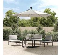 vidaXL Tissu de remplacement pour parasol déporté blanc sable 300 cm 313804 Blanc G