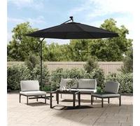 vidaXL Tissu de remplacement pour parasol déporté noir 300 cm 313807 Noir G