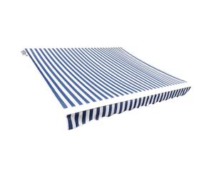 VidaXL Tissu de Remplacement pour Tente de Terrasse - Bleu et Blanc - 4 x 3 m (Cadre Non Inclus)