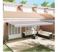 vidaXL Tissu de Remplacement pour auvent 600 X 350 cm Gris Clair pour Cadre de 6X3,5 m Résistant aux UV Imperméable Ombre extérieure Couverture de Balcon rétractable Design Moderne d'été
