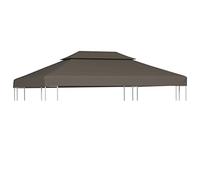 vidaXL Toile supérieure de belvédère 2 Niveaux 310 g/m² 4x3 m Taupe