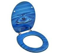 vidaXL Siège de toilette avec couvercle MDF Bleu Gouttes d'eau