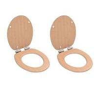 2 pcs Sièges WC MDF et couvercle à fermeture en douceur Bambou