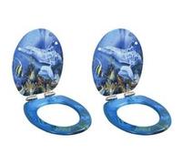 Vidaxl Lot De 2 Sièges Wc Mdf Couvercle À Fermeture En Douceur Dauphin