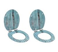 2 pcs Sièges WC MDF Couvercle à fermeture en douceur Vieux bois