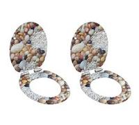 Vidaxl Lot De 2 Sièges Wc Mdf Couvercle Fermeture En Douceur Cailloux