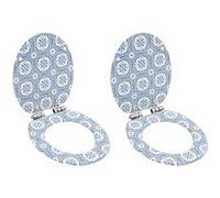 2 pcs Sièges WC MDF Couvercle à fermeture en douceur Porcelaine