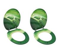 vidaXL Toiletbrillen met deksel 2 st waterdruppel MDF groen3056407 G