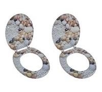 Sièges de toilette avec couvercles 2 pcs MDF Galets