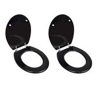 Sièges de toilette avec couvercles 2 pcs MDF Noir