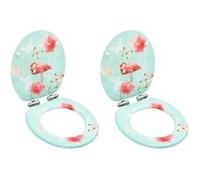 vidaXL Toiletbrillen met soft-close deksel 2 st flamingo MDF3056411 G