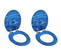 Toiletbrillen met soft-close deksel 2 st waterdruppel MDF blauw3056412