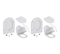 Abattant WC avec frein de chute 2 pcs Plastique Blanc