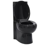 vidaXL Cuvette WC céramique noire avec abattant à fermeture en douceur