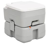 vidaXL Toilette de Camping Portable, Pot de Camping Mobile, Toilette de Voyage, WC de Camping-Car Extérieur, Gris et Blanc 15+10 L PEHD