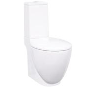 vidaXL Toilette en céramique 240376 – Écoulement d'eau à l'arrière avec siège – Blanc