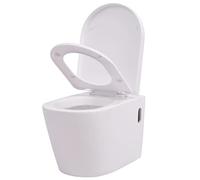 vidaXL Toilette Murale Céramique Blanc Cuvette WC Suspendue Salle de Bain