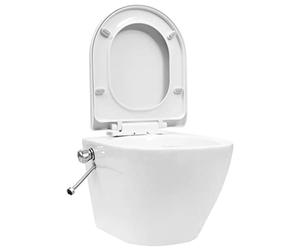 vidaXL Toilette murale sans bord à fonction de bidet Céramique Blanc