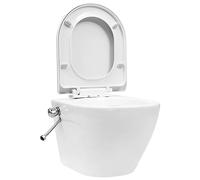 Toilette murale sans bord à fonction de bidet Céramique Blanc