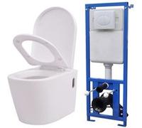 Toilette murale avec réservoir caché Céramique Blanc