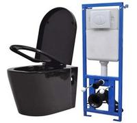 vidaXL Toilette suspendue au mur avec réservoir caché Céramique Noir