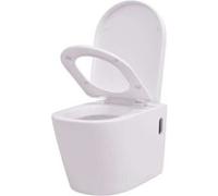 Toilette Murale Suspendue Cuvette WC Salle de Bain Céramique Blanc