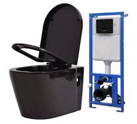 Toilette Suspendue Au Mur Avec Réservoir Caché Céramique Noir