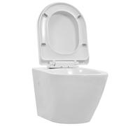 vidaXL Toilette suspendue au mur sans rebord Céramique Blanc