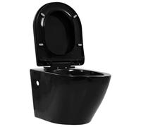 vidaXL Toilette suspendue au mur sans rebord Céramique Noir