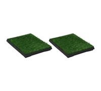 vidaXL Toilettes pour animaux domestiques 2 pcs avec plateau gazon synthétique vert 63x50x7 cm