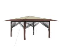 vidaXL Tonnelle avec 4 parois latérales 4 x 4 m Crème et marron