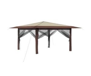 vidaXL Tonnelle avec 4 parois latérales 4 x 4 m Crème et marron