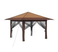 vidaXL Tonnelle avec 4 parois latérales Beige et marron 3,3 x 3,3 m