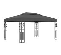 vidaXL Tonnelle avec Double Toit Belvédère Chapiteau de Jardin Tente de Réception de Patio Pavillon d'Extérieur Terrasse Pique-Nique 3x4 m Anthracite