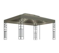 Vidaxl Tonnelle Avec Double Toit Et Lumières Led 3x4 M Taupe