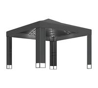 vidaXL Tonnelle avec Double Toit et Lumières LED Belvédère de Jardin Pavillon d'Extérieur Tente de Réception Chapiteau Barbecues 3x3 m Anthracite
