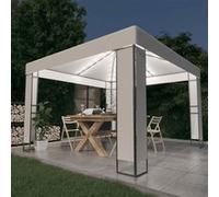 Vidaxl Tonnelle Avec Double Toit Et Lumières Led 3x3 M Blanc Blanc