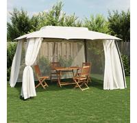 Tonnelle double toit et parois en filet crème 3,93x2,93 m acier vidaXL