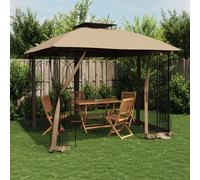 Vidaxl Tonnelle Avec Double Toit Et Parois En Filet Taupe Acier