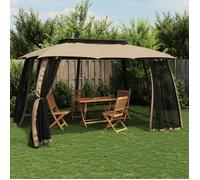 vidaXL Tonnelle avec double toit et parois en filet taupe acier 368453