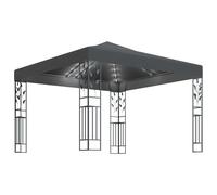 Vidaxl Tonnelle Avec Guirlande Lumineuse À Led 3x3 M Anthracite Blanc