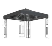Vidaxl Tonnelle Avec Guirlande Lumineuse À Led 3x3 M Anthracite Tissu Blanc