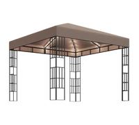 vidaXL Tonnelle avec guirlande lumineuse à LED 3x3 m Taupe