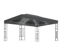 Vidaxl Tonnelle Avec Guirlande Lumineuse À Led 3x4 M Anthracite Tissu Blanc