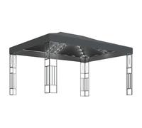 Vidaxl Tonnelle Avec Guirlande Lumineuse À Led 3x4 M Anthracite Tissu Blanc