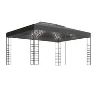 vidaXL Tonnelle avec Guirlande Lumineuse à LED Belvédère de Jardin Pavillon d'Extérieur Tente de Réception Chapiteau Barbecue 3x4 m Anthracite